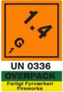 Eksplosiver 1.4 G, UN 0336, Overpack, Fyrværkeri
