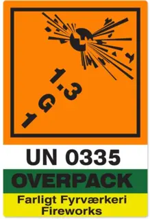 Eksplosiver 1.3 G, UN 0335, Overpack, Fyrværkeri